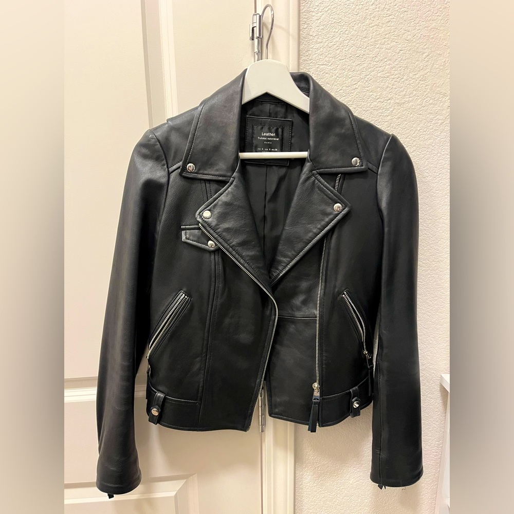 Zara Leather Jacket, Black, Small size